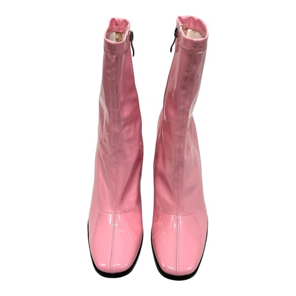 Raid ASOS Saylor Barbie Pink Patent Block Heel Mid Calf Boots Women’s 8 Wide Fit - Picture 6 of 16
